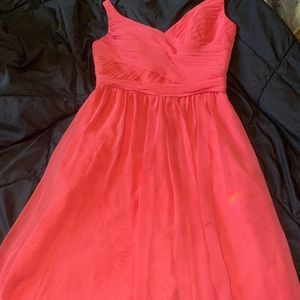 coral mid length dress